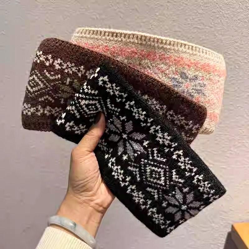 1 Stück Accessoire Farbblock-Stirnband Stilvoll Block Warm Strick Breiter Rand Haar Gestreift Gestrickt