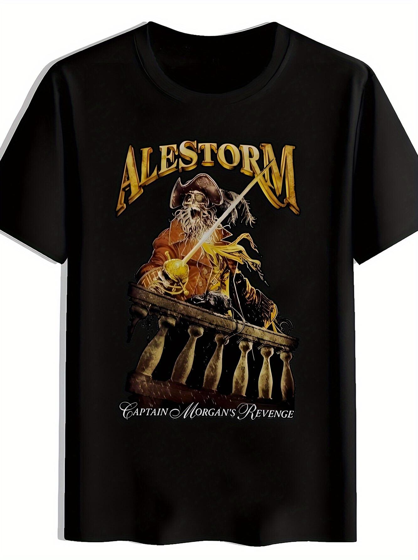 Black ALESTORM  Captain Morgan S Revenge  Graphic T-shirt - Casual Crew Neck M