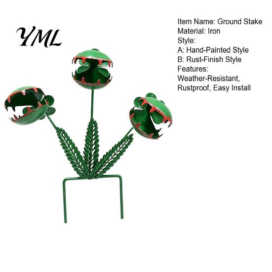 Artistic Soil Insert for Garden Pots Venus Flytrap Stake, Metal Carnivorous Plant Yard Art Ornament, Funny Fantasy Landscape Decor Outdoor Lawn Patio