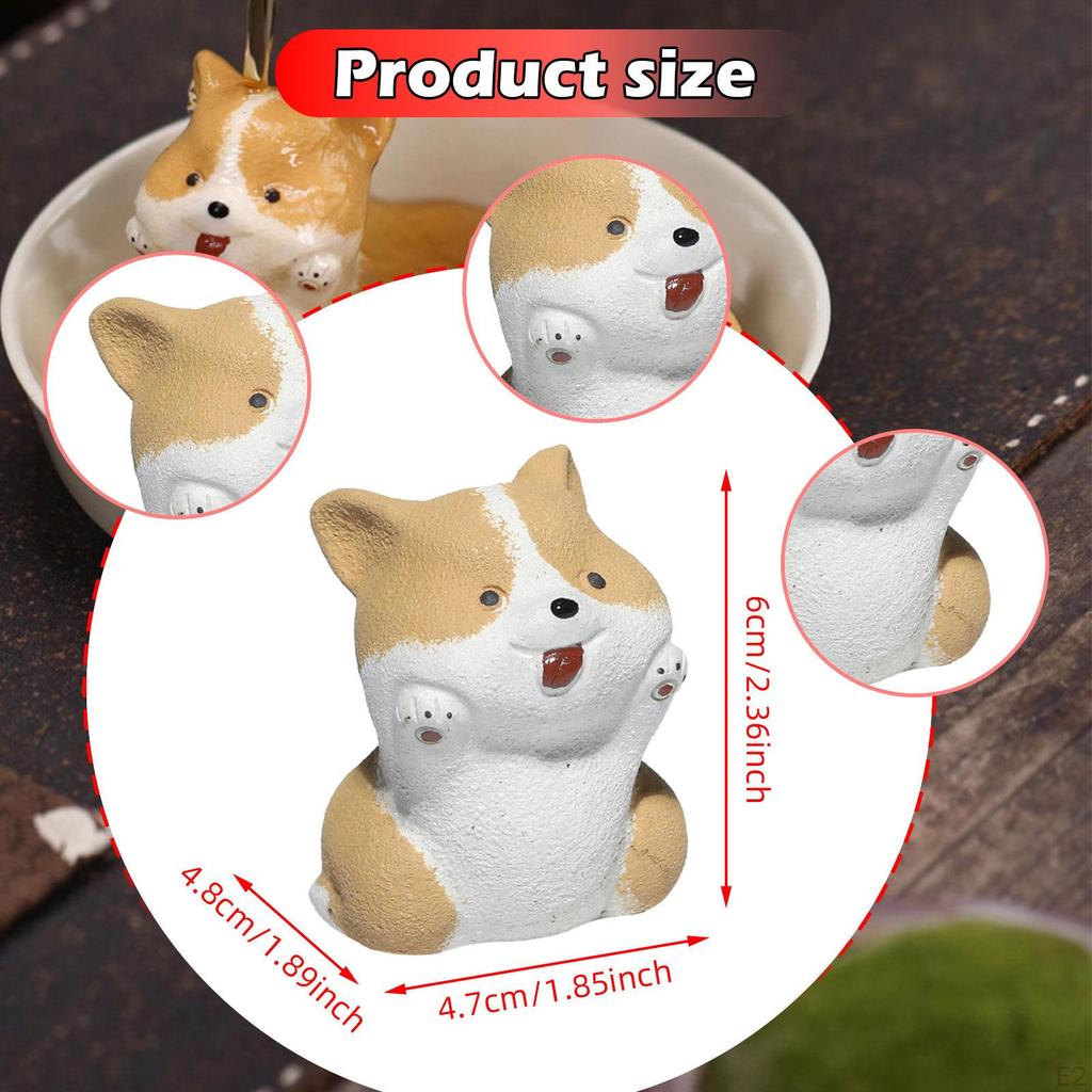 Dog Mini Statue Animal Sculpture Tea Pet Miniature Figurine Tabletop Ornament for Cabinet Bookshelf