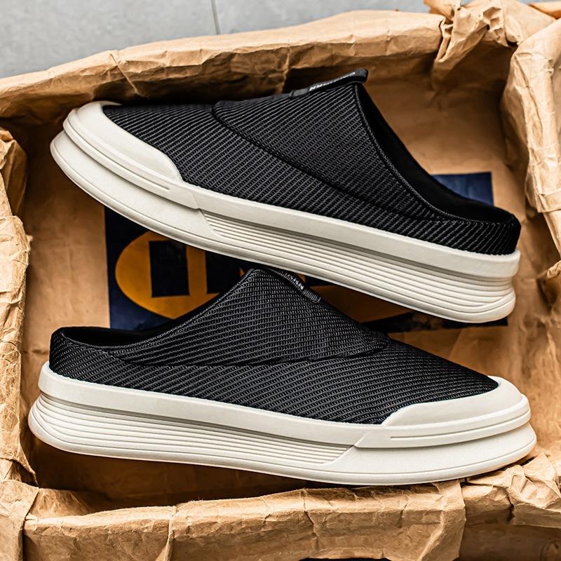 

Set feet one pedal lazy shoes men s mesh half drag board shoes students summer 2025 men s shoes 46 large size 45 trendy shoes 39