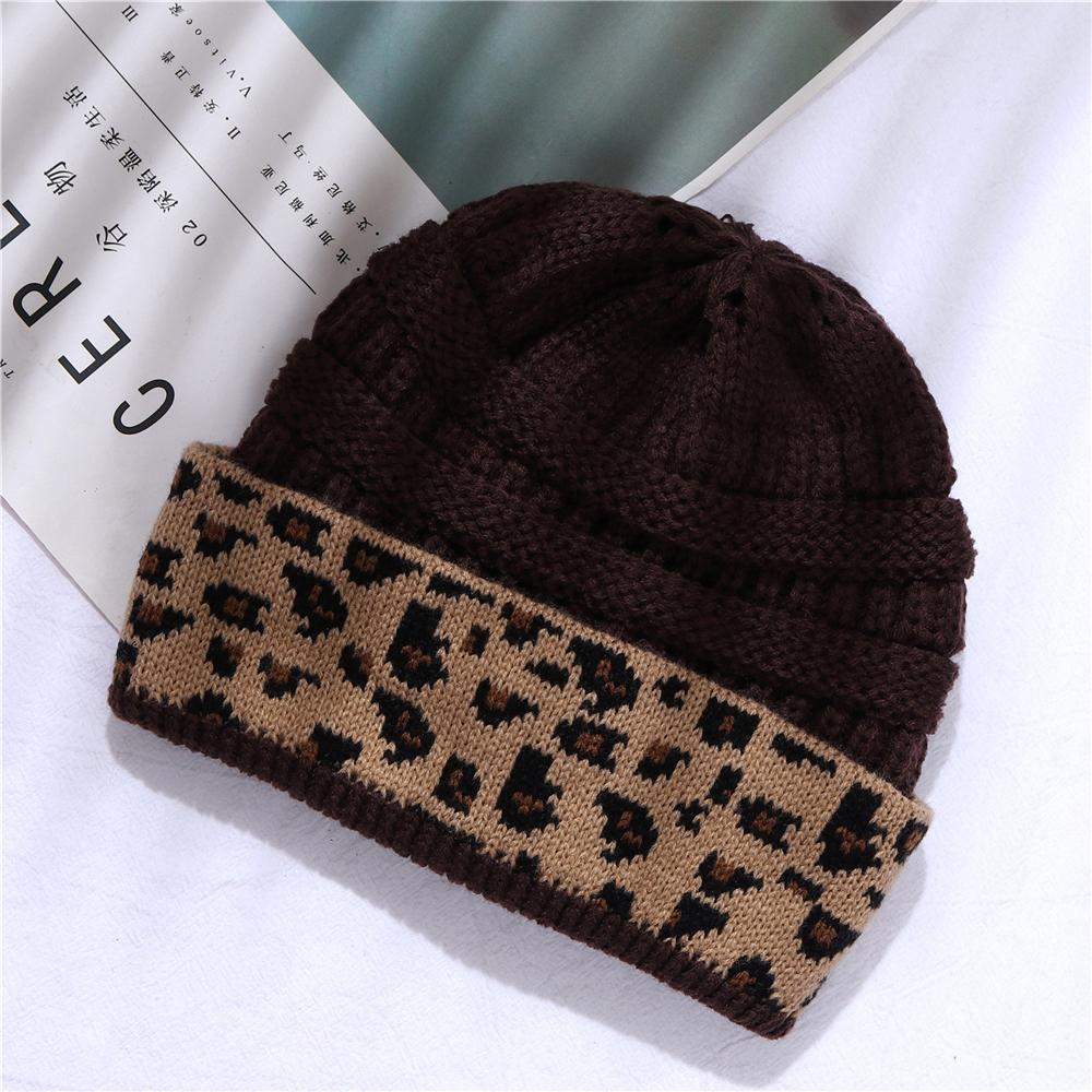 Beanie Hat For Women Men Winter Hat Knitted Autumn Leopard Hat Outdoor Crochet Warm Bonnet Cap Female Hats For Girl Hat