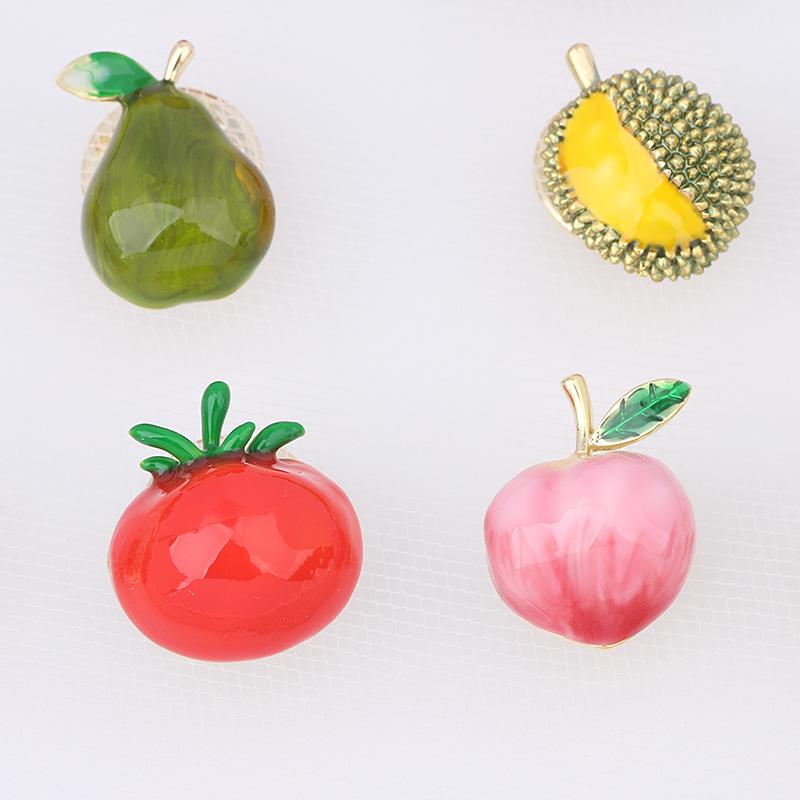 Japanese Cute Fruit Enamel Brooch: Peach & Cherry Lapel Pin