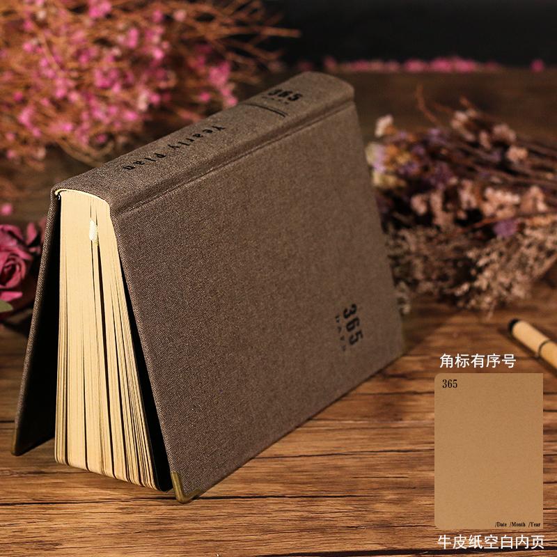 A5 Retro Cloth Diary Kraft Paper Horizontal Line 365 Days Thick Large Notebook Blank Page