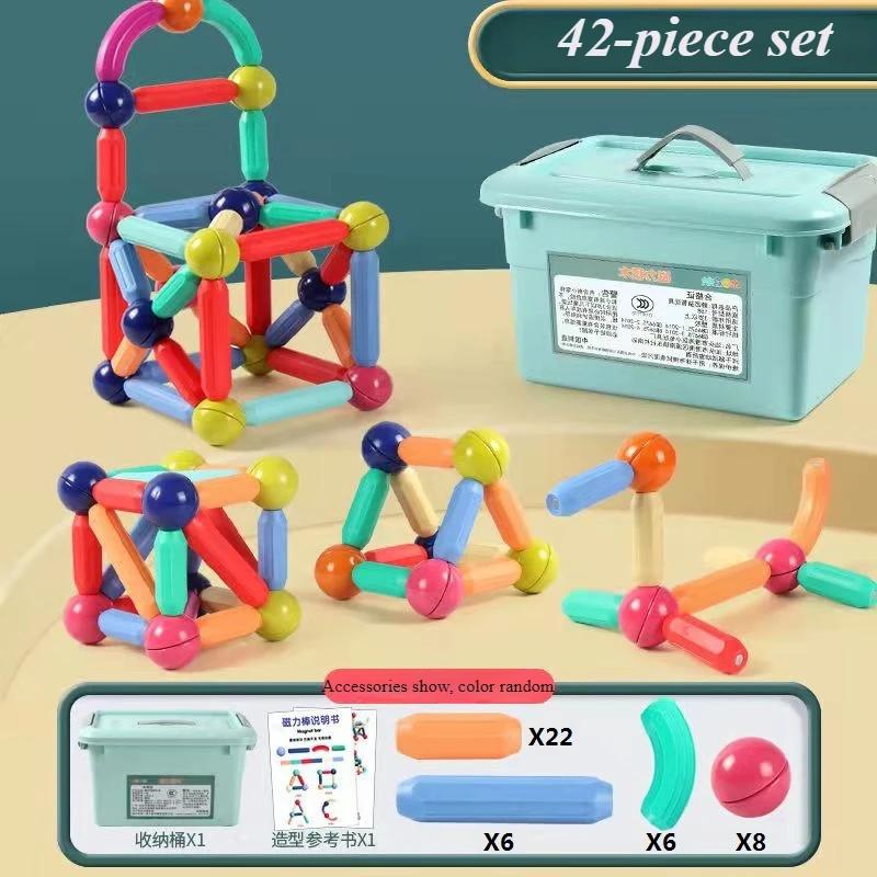 

Набор магнитных строительных блоков Детские игрушки Магнитные стержни и планки Магнитные блоки Монтессори Детские развивающие игрушки для мальчиков и девочек коричневый