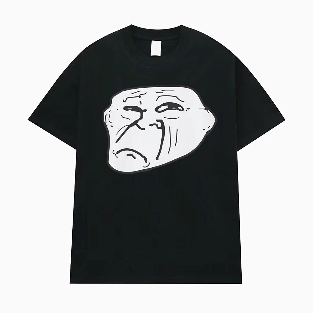 Sad Troll Face Funny Meme Graphic Tee Shirt Unisex Women Fashion Humorous Gift Tshirt Enthusiast Apparel Oversized Cotton T Shirts