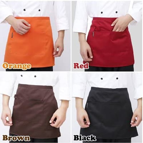 grepo Short Apron, Water-Repellent, for Men and Women, Suitable for Restaurants, Cafes, and Izakayas (Black)