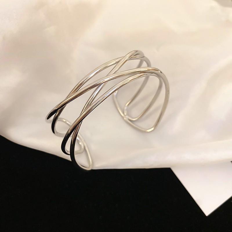 Minimalist Metal Grid Bracelet - European & American Fashion Niche, High-end Style Hand Jewelry