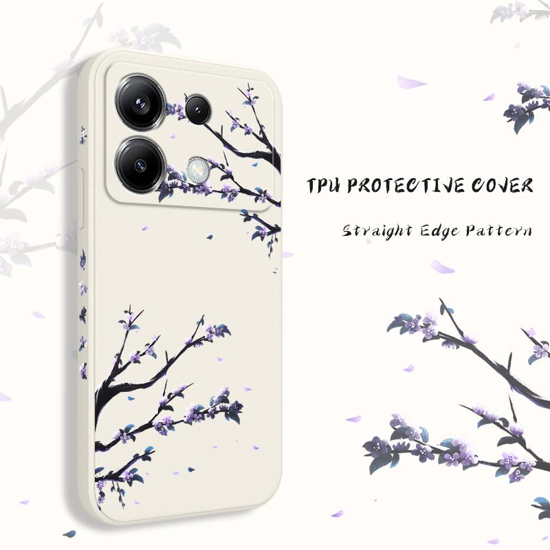 Purple Flower Rain Phone Case For Xiaomi Poco F8 F7 X7 X6 F6 M6 M5 M5S F5 X5 F4 X4 M4 F3 M3 X3 Pro 4G 5G GT Silicone Cover