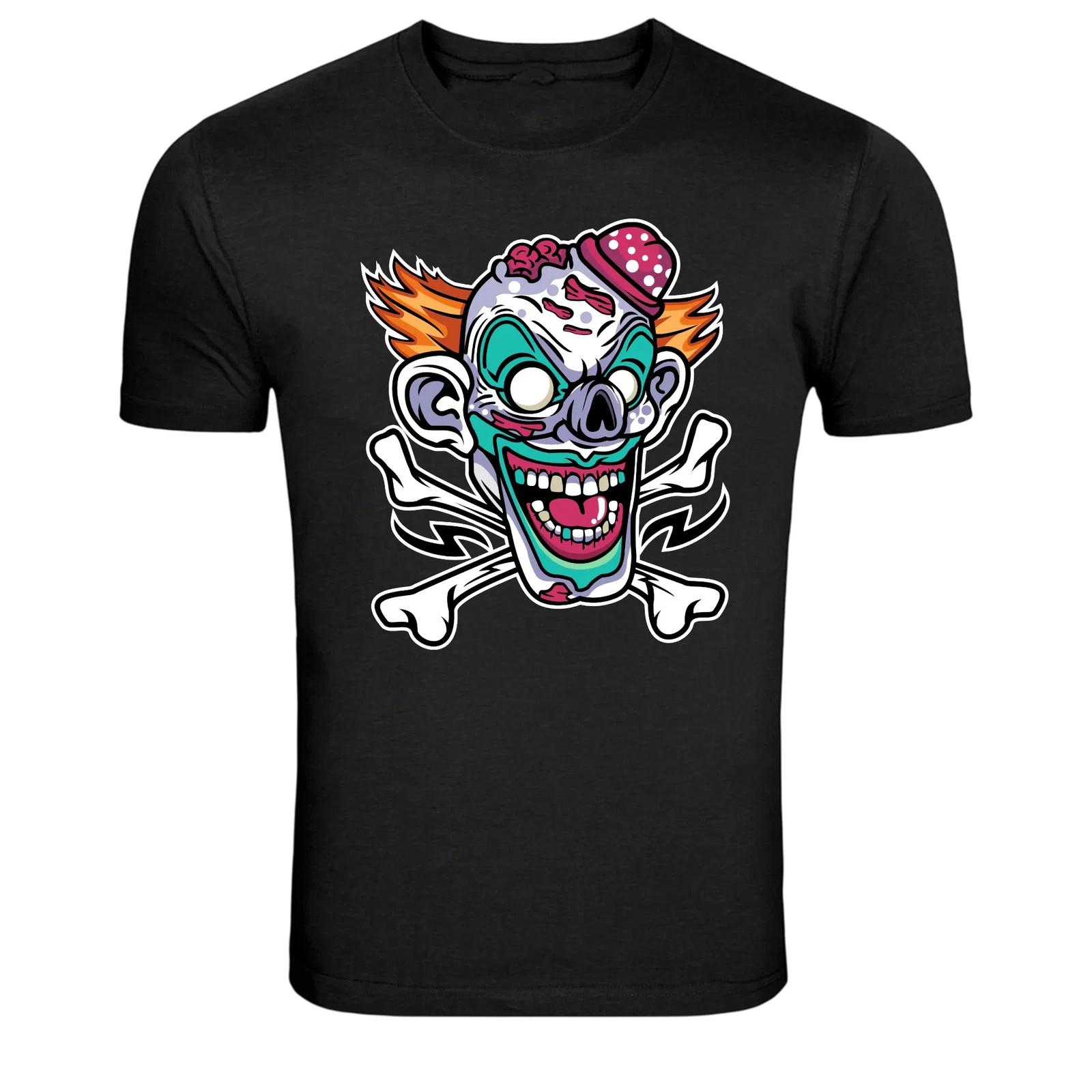 Evil Clown Skull Crossbones Horror Joker Style Graphic T-Shirt 3XL