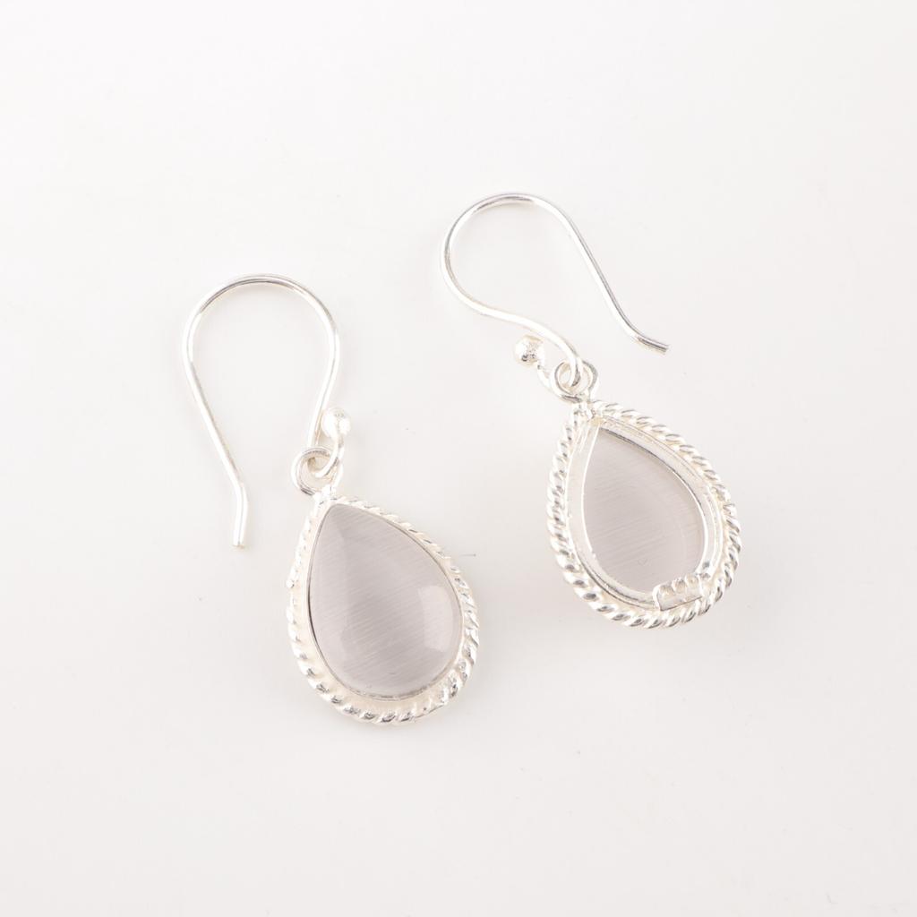 Selenite Gemstone 925 Fine Silver Jewelry Handmade Women Designer Earrings 1.40" EE-9-41