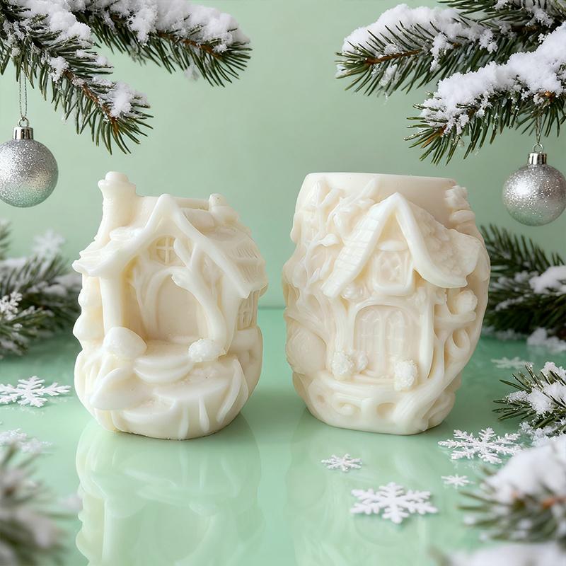 Forma Silikonowa na Świecę Reliefowa Kolumna Dom Forma DIY Pnącza Dom na Drzewie Ornament Gipsowy do Aromaterapii Forma Materiały do Wyrobu Świec z Wosku Sojowego