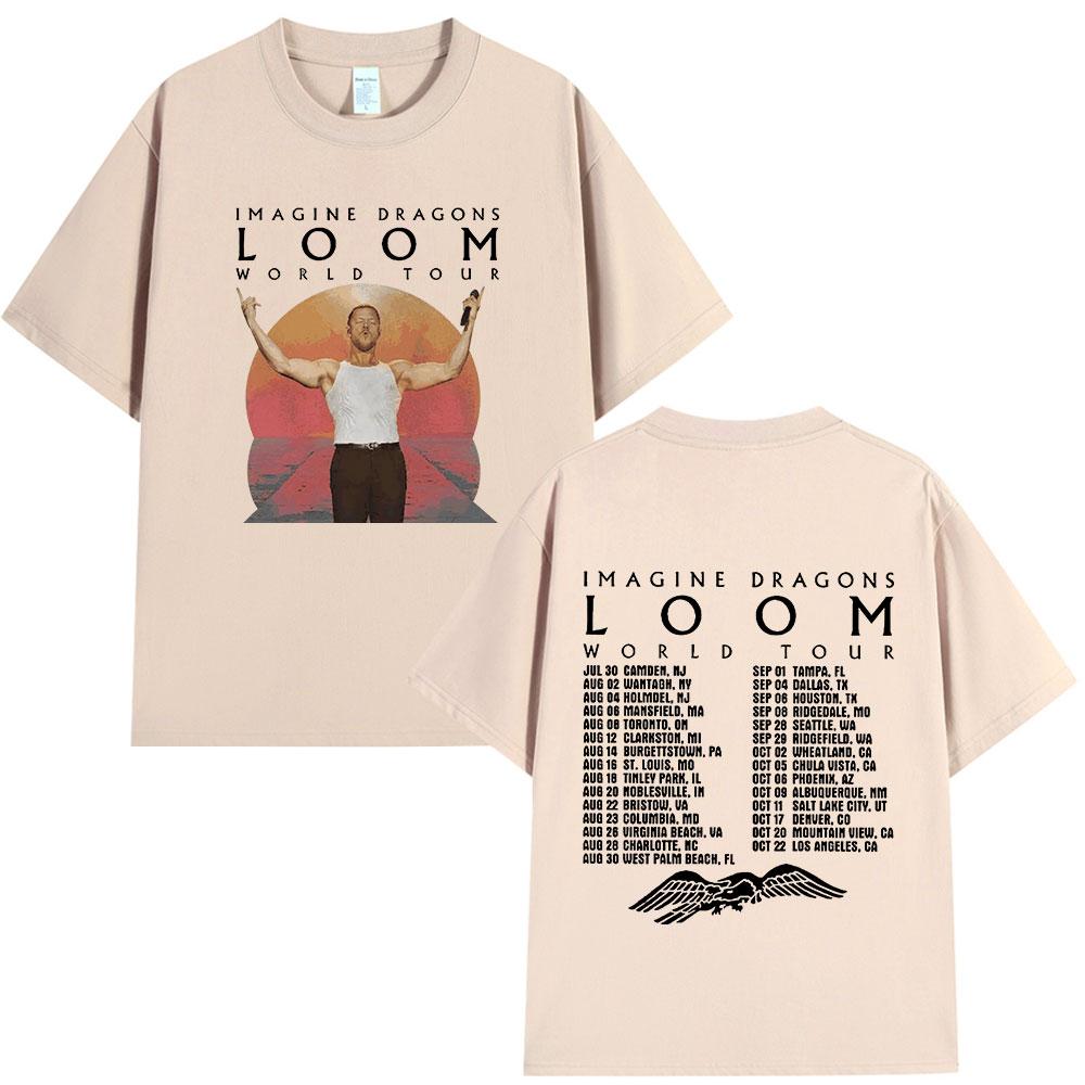 Rock Band Imagine Dragons Loom World Tour T Shirt Hip Hop Street Style T-shirt Men's Women Clothing Cotton Short Sleeve T-shirts
