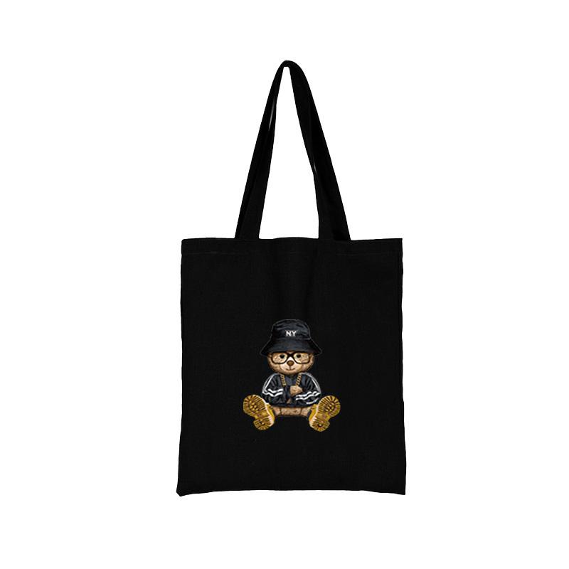Women Shopping Bag All-match Bear Series Handbag Foldable Reusable Cloth Shopper Harajuku Style Bag Student Canvas Tote Bag