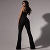 Fashion Women's Wear Pure Color Mesh Sleeveless Trousers Suspender Jumpsuit