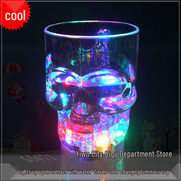 LED Color-Changing Skull Cup: Water-Sensing, Flashing Ghost Design, Luminous Party Beer Mug