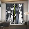 2 Pieces Of Whimsycat Modern Cat Print Printed Curtains, Pole Bag Curtains, Home Decoration, Room Decoration