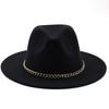 New thin chain accessories European and American autumn and winter solid color woolen top hat European and American fashion jazz hat