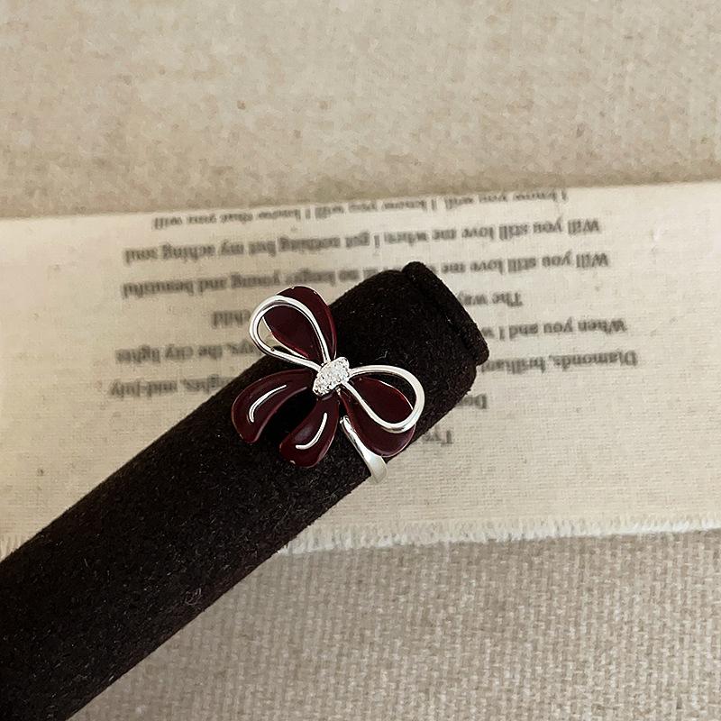 Милое и нежное кольцо-бантик с каплей масла и вишней, женское, нежное, нишевая мода, темпераментное, для офиса, универсальное кольцо