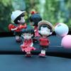 Cartoon Couple Ornaments Car Center Console Dashboard Anime White Hat Red Clothes Couple Kiss Forehead DIY Decorations Ornament