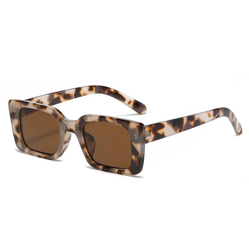 Vintage Gradient Leopard Print Women Men Square Sunglasses Luxury Designer Lenses for Beach Travel Fashion
