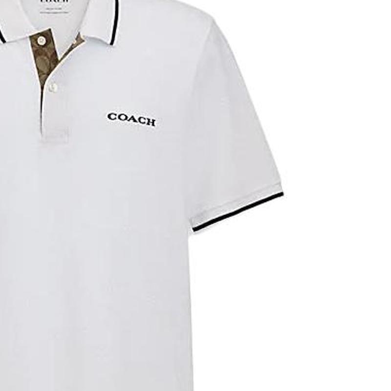 Coach Ss24 Letter Print Straight Cut Short Sleeve Polo Shirt Men tops White CO817-WHT
