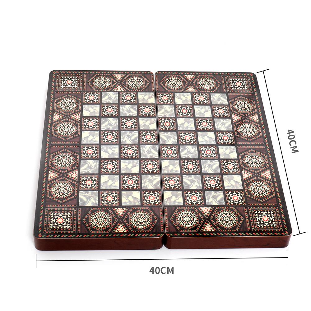 Luxury Knight Checkers Chess Backgammon Foldable Intellectual Entertainment Game 40X40Cm Portable 3-In-1 Board Multiple Modes