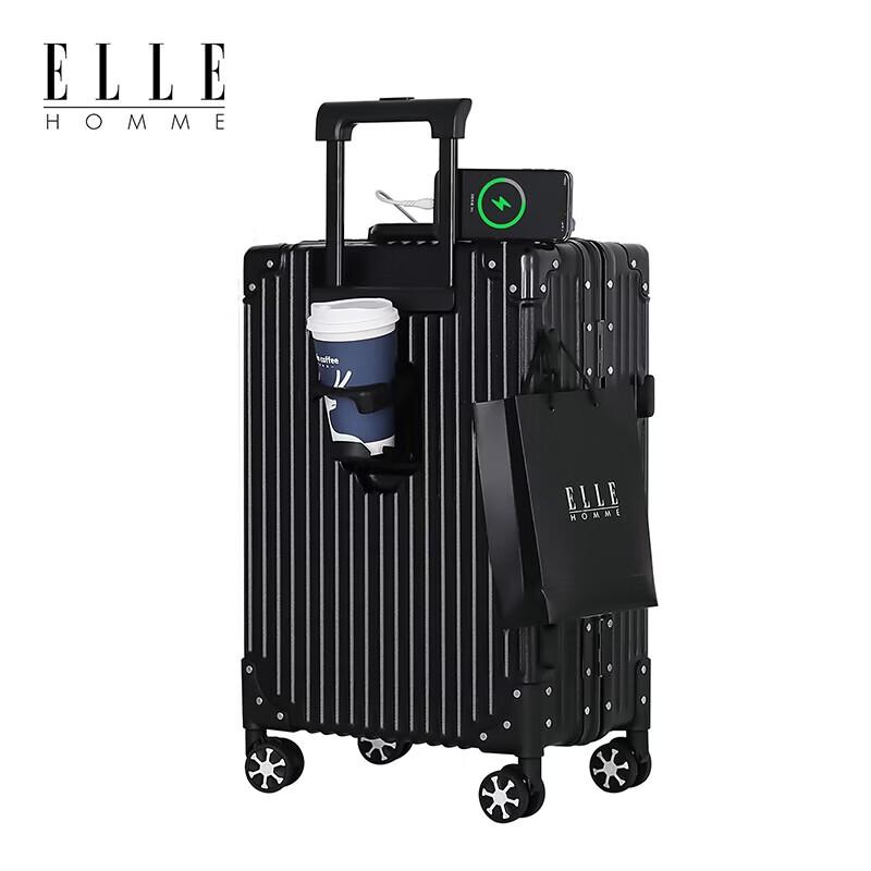 ELLE HOMME EH2309 Aluminum Frame Luggage with USB and Cup Holder 20-inch
