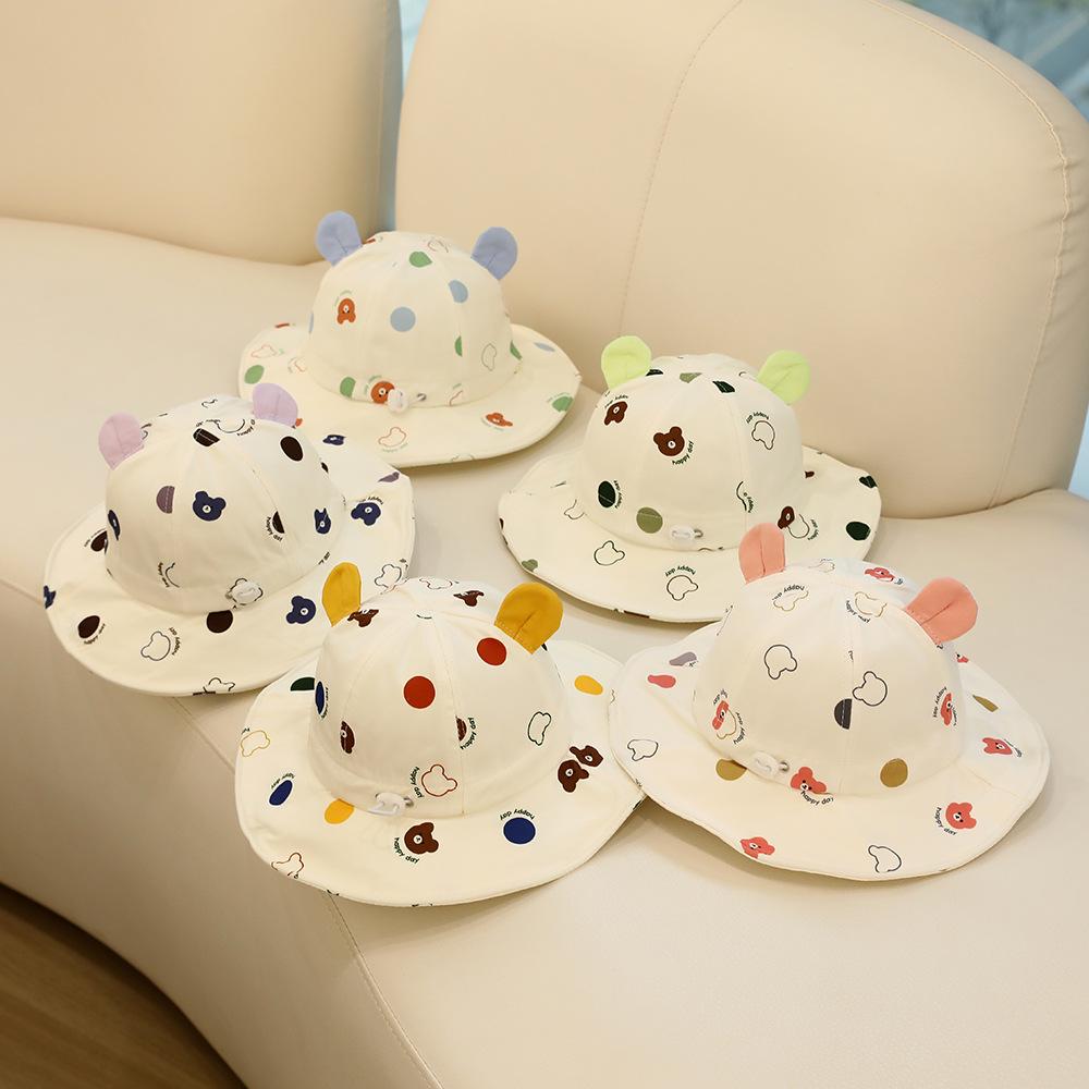 Bear Dots Baby Bucket Hats For Children Summer New Sunhat Kids Fishing Hat Sunshade Visor Boys Girls Outdoor Cartoon Beach Cap