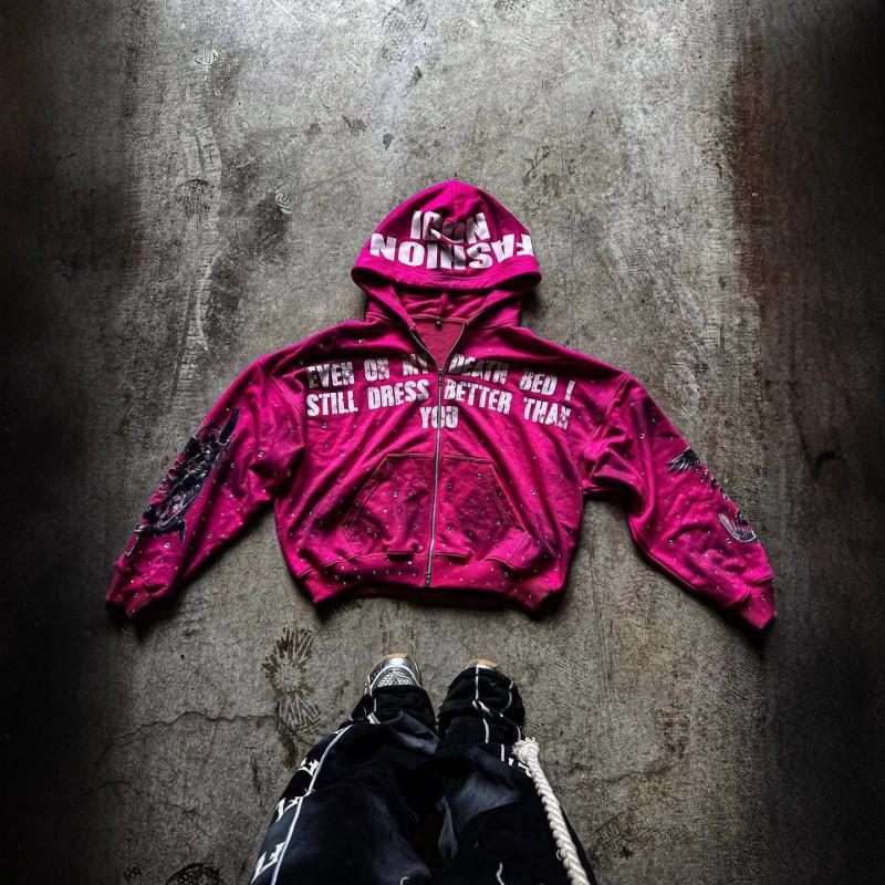 Designer American Print Hoodie Unisex Streetwear Loose Fit High Street Trendy
