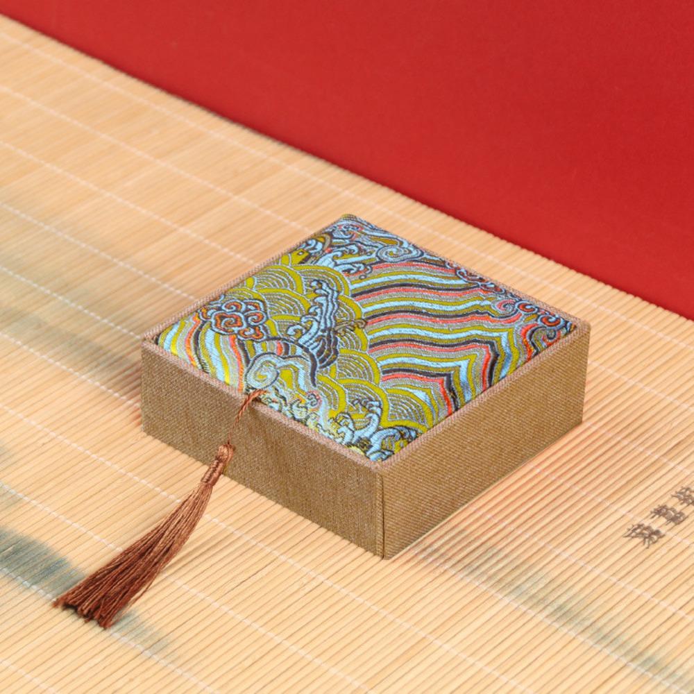 

Портативная шкатулка для украшений в китайском стиле, органайзер для ожерелий, мини-коробка для хранения браслетов, украшения Wave Yellow