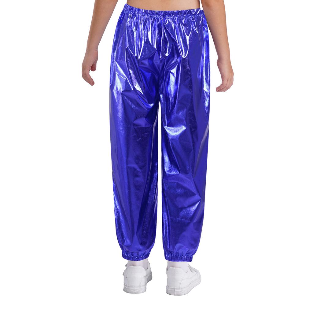Unisex Barn Prestandabyxor Metalliska Byxor Elastiskt Midjeband Glänsande Design Jazzdans Cheerleading Outfit