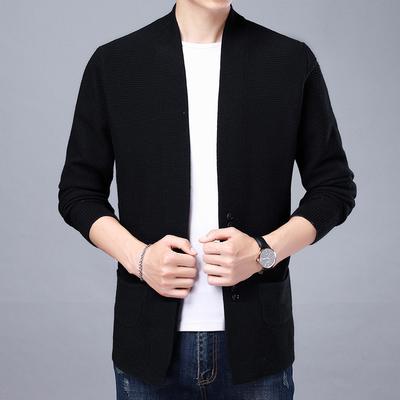 Cardigan lavorato a maglia da uomo autunno nuovo, giacca casual a maniche lunghe alla moda e semplice con tasche