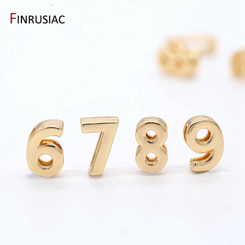 Simple Number 0-9 Number Beads Pendant For Beaded Bracelet Jewelry Making, Gold Plated Handmade DIY Beads Jewelry Accessories