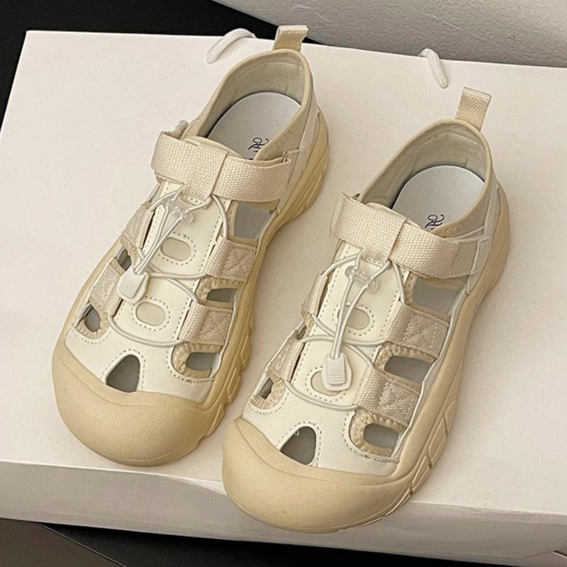 

Fashion Sports Sandals 2025 New Hollow Breathable Non Slip Shoes Outdoor Casual Comfy Quick Drying Beach Sandals Retro Hike Women Shoes 35 бежевый