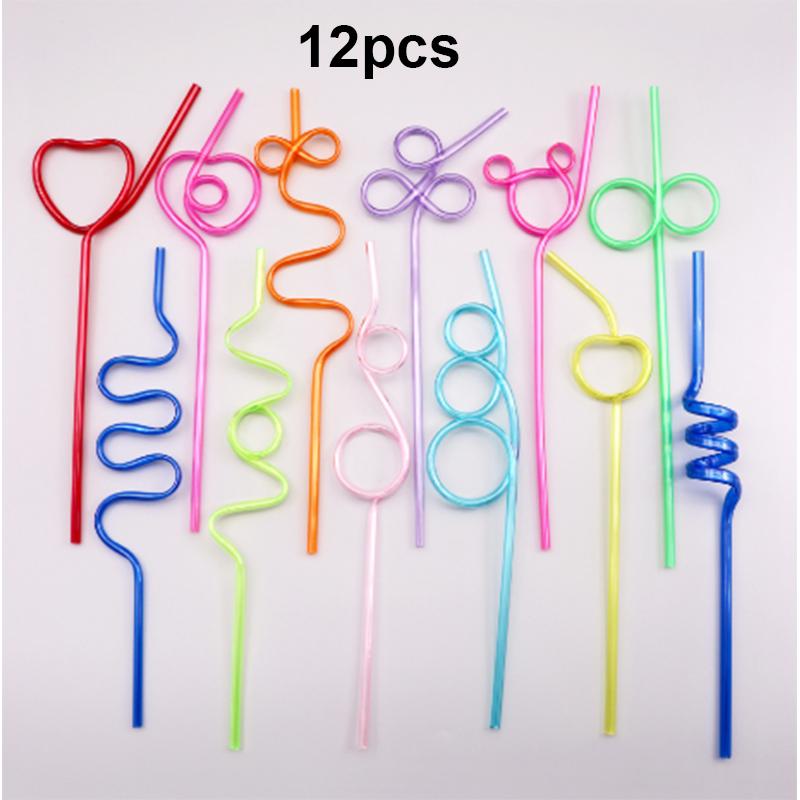 

12 шт. многоразовые пластиковые трубочки для питья — идеально подходят для занятий в классе, Дня святого Валентина, Рождества, дней рождения и свадеб! 12Pcs