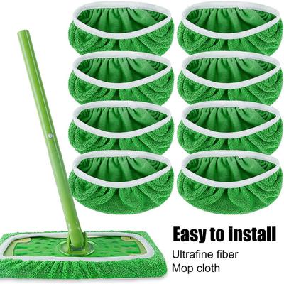 Flat Mop Cloth Wet Dry Dual Use Ultra Soft Thickened Elastic Band Coral Fleece/Microfiber Optional Water Absorption Rotary Mop Cleaning Pad
