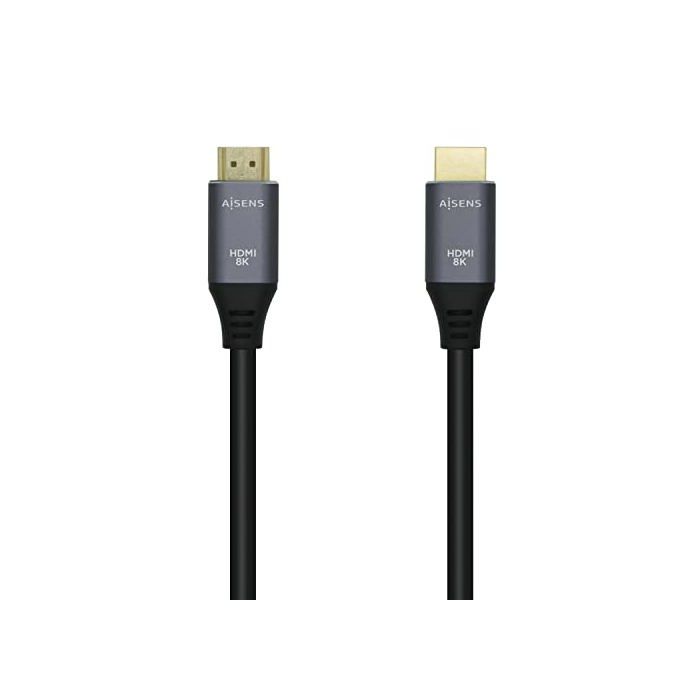 Câble HDMI ultra haute vitesse - AISENS - 8K@60Hz - 48Gbps - 2 m - Gris/Noir - Connecteurs en or 24 carats - Cuivre OFC