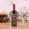 European & American Christmas Wine Bottle Sleeve with Bow & Fur Collar