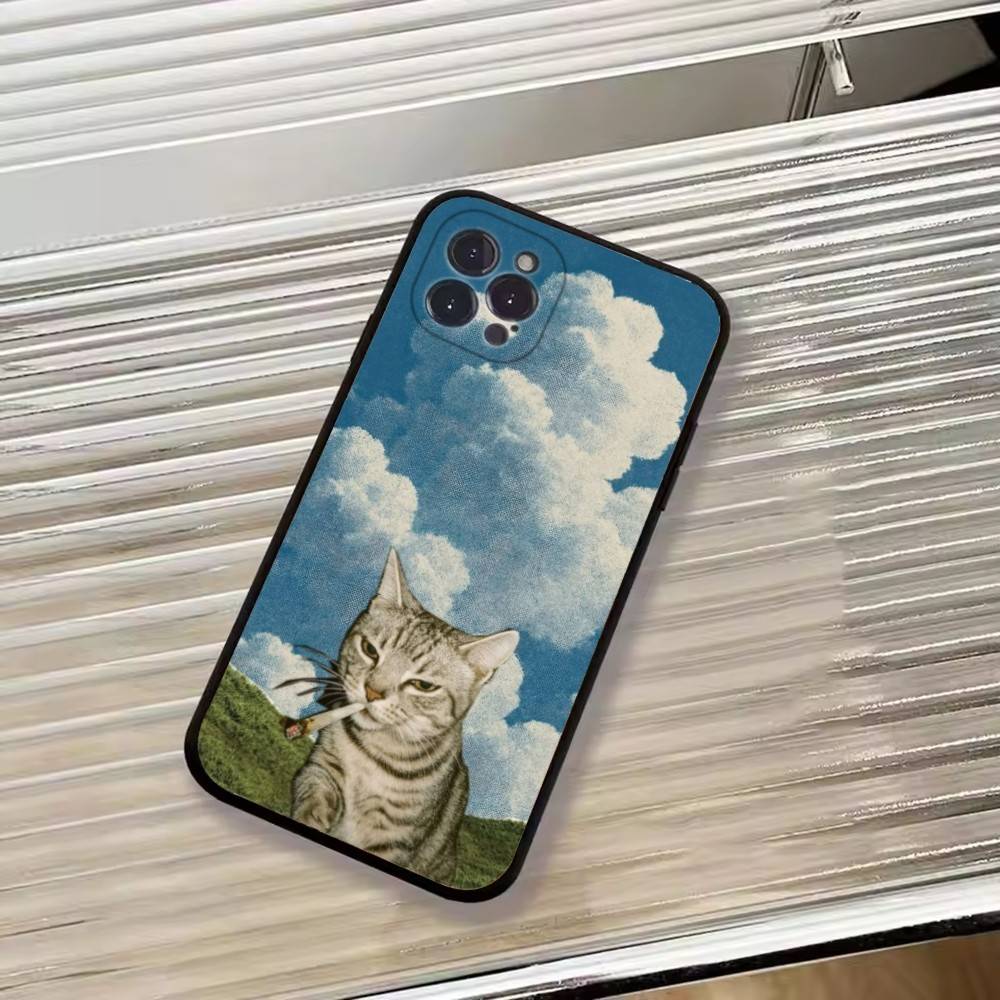Cute Pet Cat Memes Phone Case For iPhone 17,16,15,14,13,12,11 Plus,Pro Max,XS,Soft Silicone Black Cover
