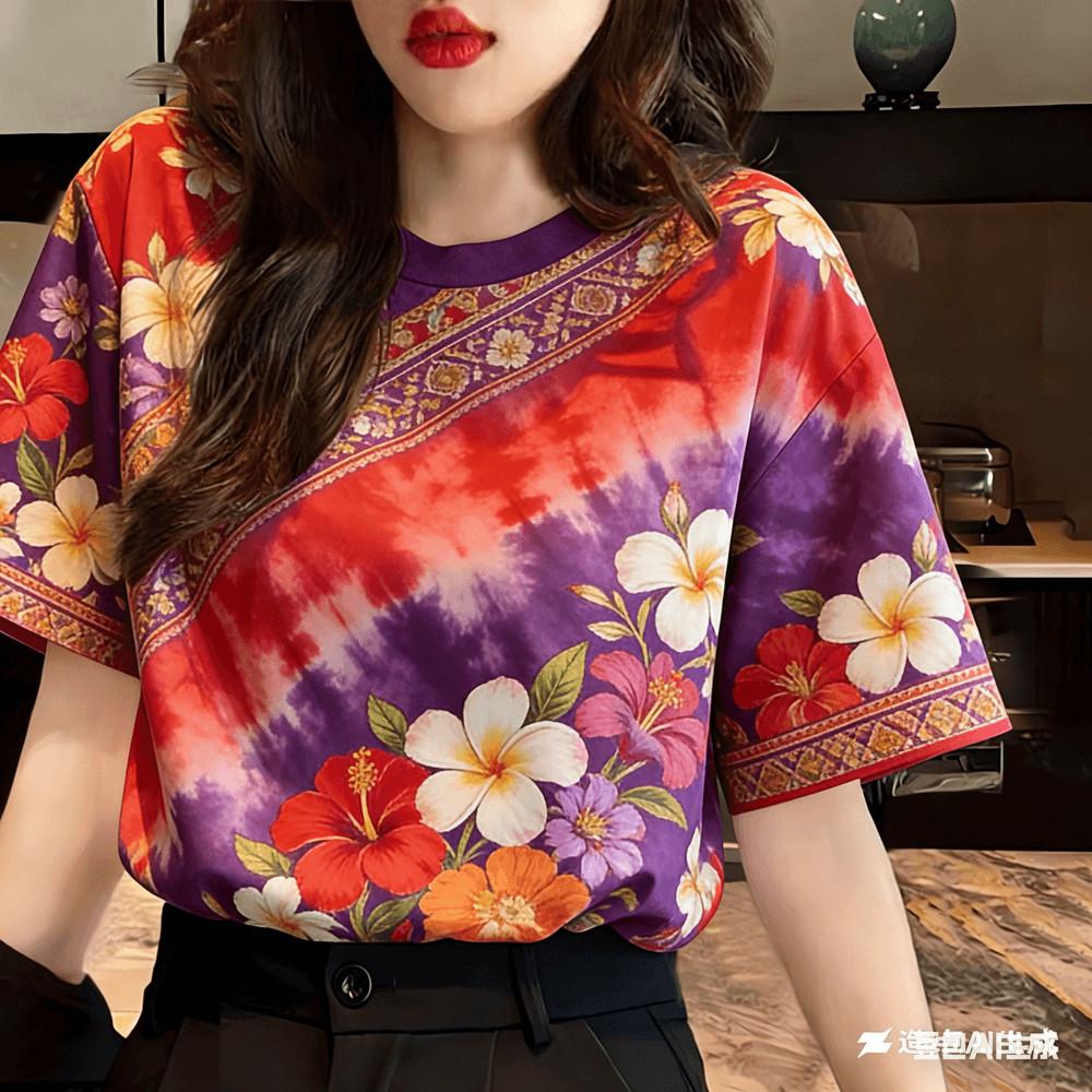 Neutral floral print casual T-shirt XS