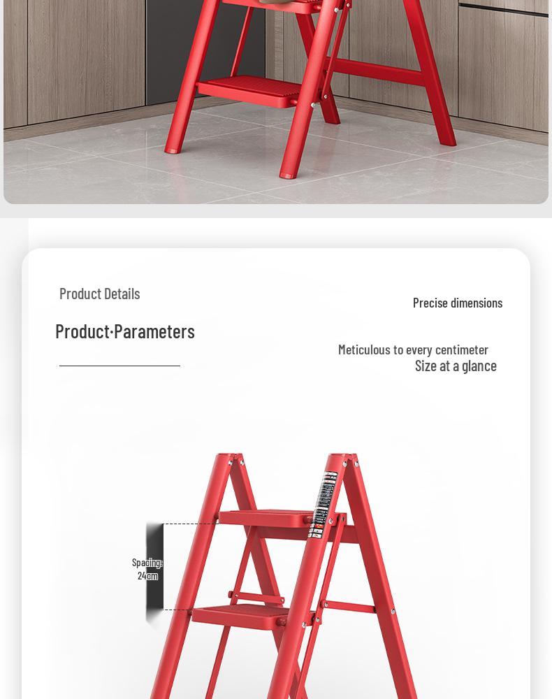 Multifunctional Folding A-Frame Ladder: Indoor Thickened Small Step Ladder with 3-4 Steps & Flower Stand
