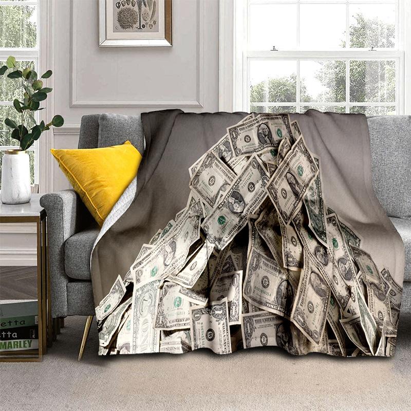 Coperta Ricca con Motivo di Dollari Euro in 3D, Coperta Morbida da Lancio per Casa Camera da Letto Letto Divano Picnic Viaggio Ufficio Coperta Copertura Bambini