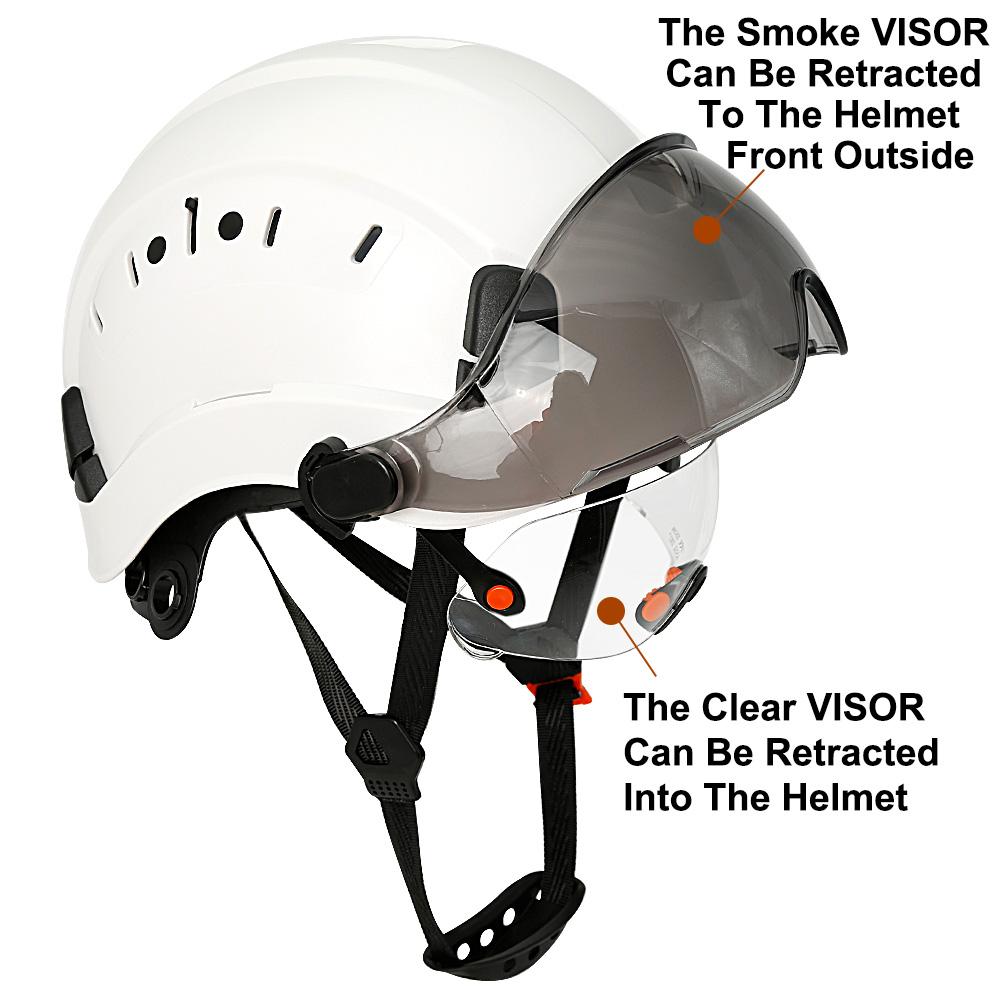 CE Construction Safety Helmet With Visor Built In Goggles For Engineer ABS Hard Hat ANSI Industrial Work Cap Head Protection New