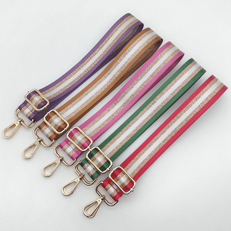 Colorful Women's Crossbody Bag Strap with Gold and Silver Thread – Wide, Long Handbag Accessory