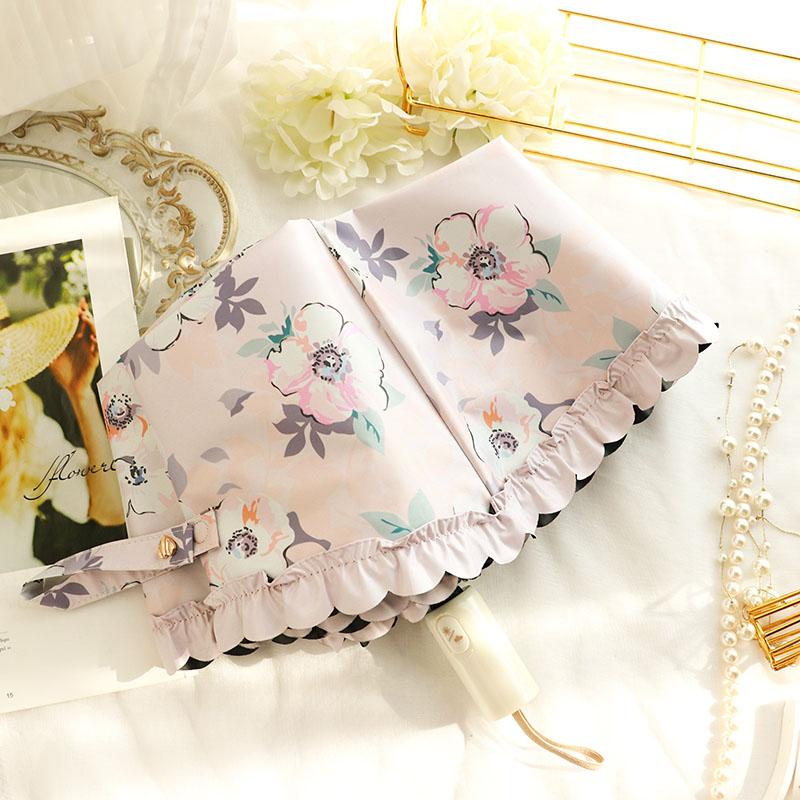 Portable  Fre Sle Five Umbrella Lace   Sunscreen Umbrella for Sunny And Rainy Days UV Protection Sunade