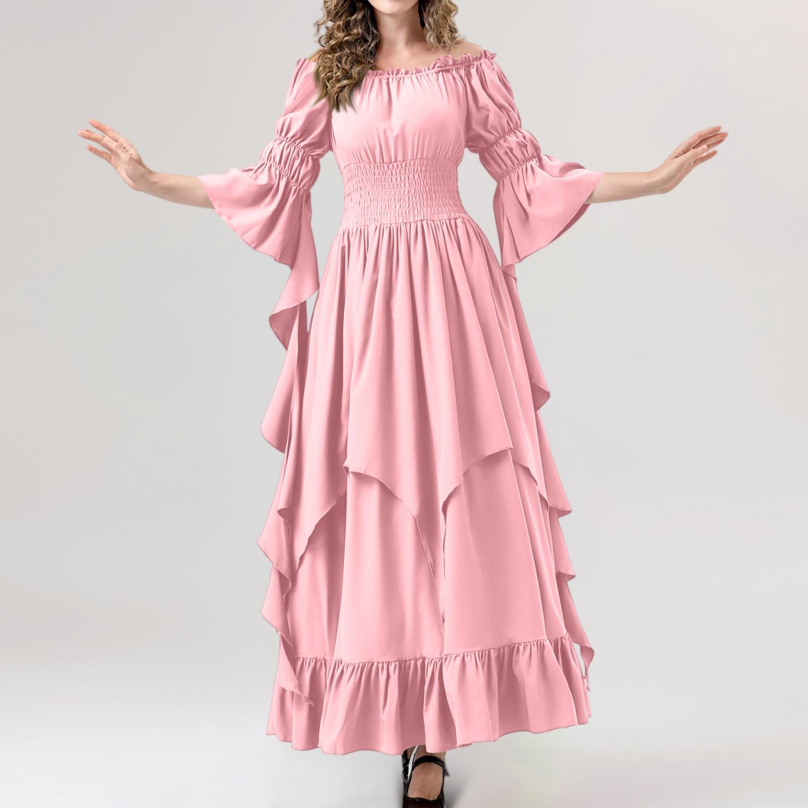 

Женское винтажное однотонное платье с кружевным воротником и рукавами 3/4 для косплея XL