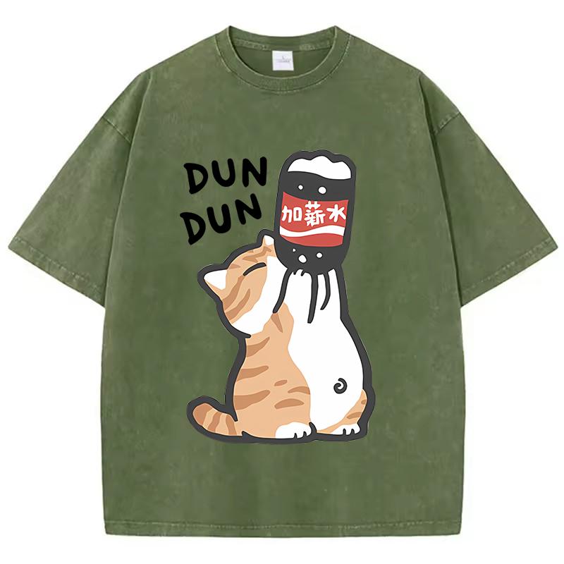 

Manga Retro Washed Cotton TShirt Cat Chinoiserie Style Vintage Top Tee Casual Streetwear Men Women Unisex T Shirt S