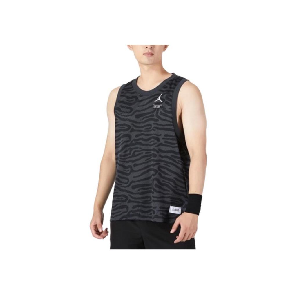 Jordan Zebra Print Letter Logo Mesh Training Basketball Vest Men Tops Black DM1825-010