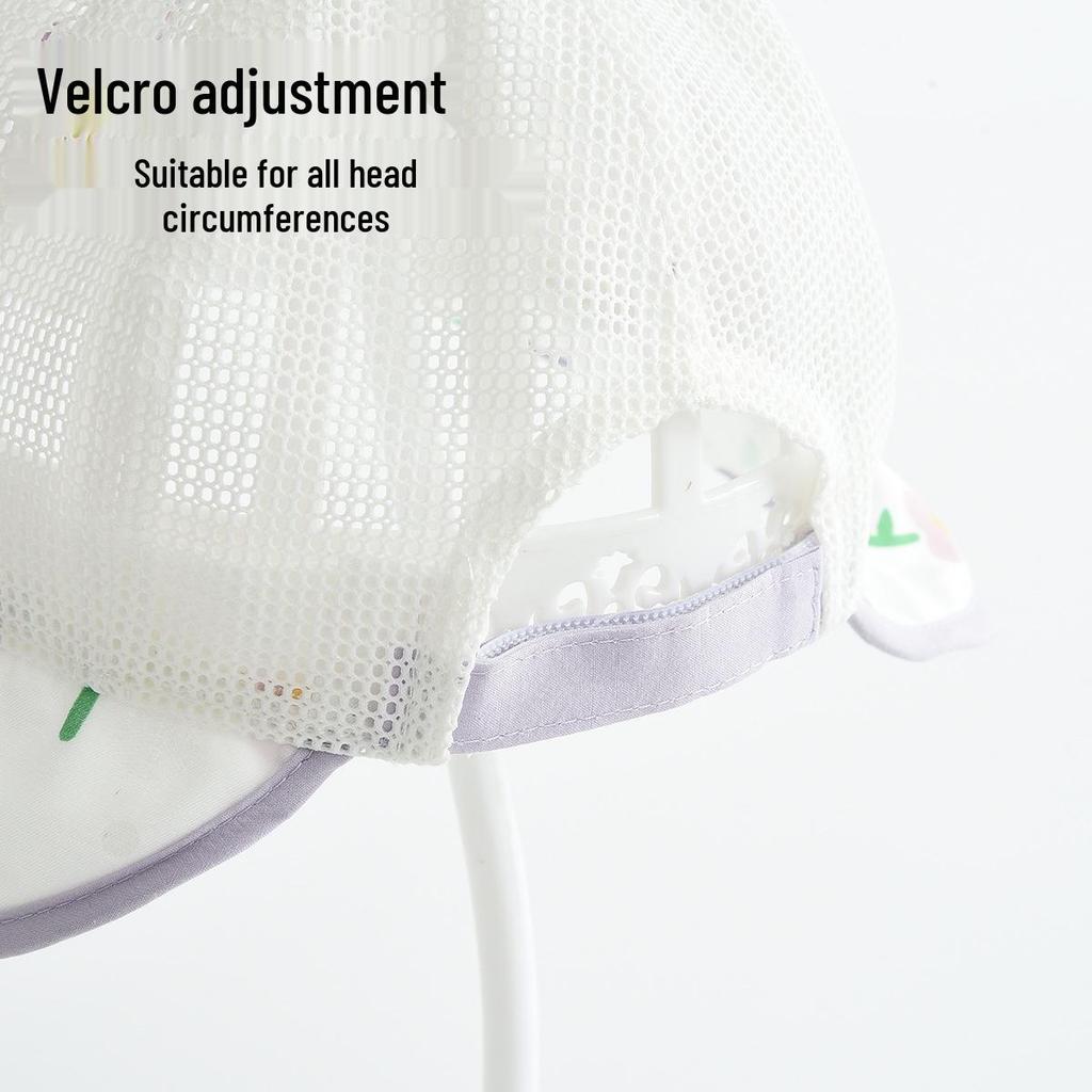 Kids' Embroidered Floral Mesh Bucket Hat - Breathable Outdoor Sun Hat for Students